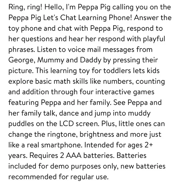 VTech Peppa Pig Let’s Chat Learning Phone, Kid Play Toy - Picture 7 of 8